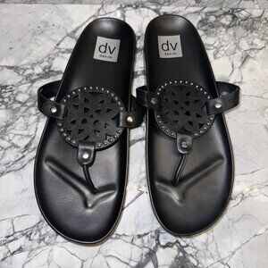 Dolce Vita Women's Pandora Black Footbed Sandals Size 9M Thong Slip On Comfort